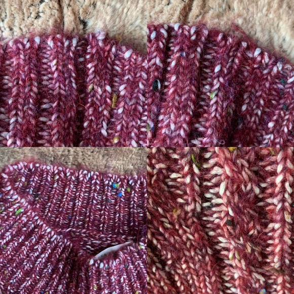 Rebecca Taylor Soft Tweed Cable Pullover Bordeaux - Picture 7 of 8